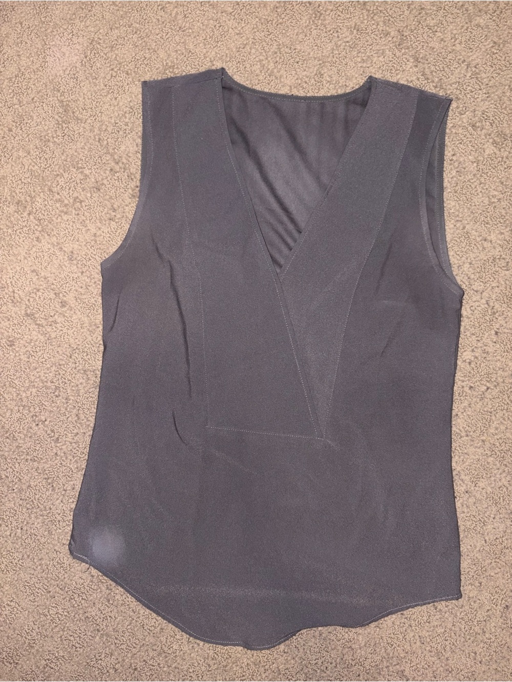 Sleeveless V-Neck Women's Top in Charcoal Gray